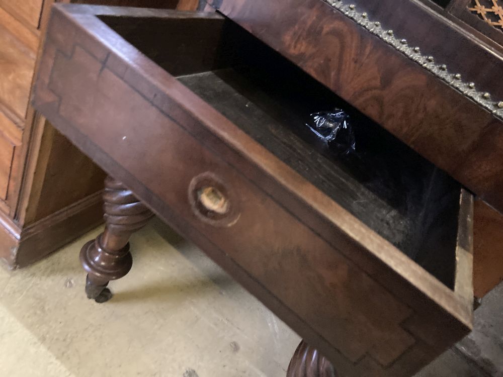 A Regency banded mahogany converted square piano, by Loud and Brothers, Philadelphia, width 174cm, depth 68cm, height 91cm